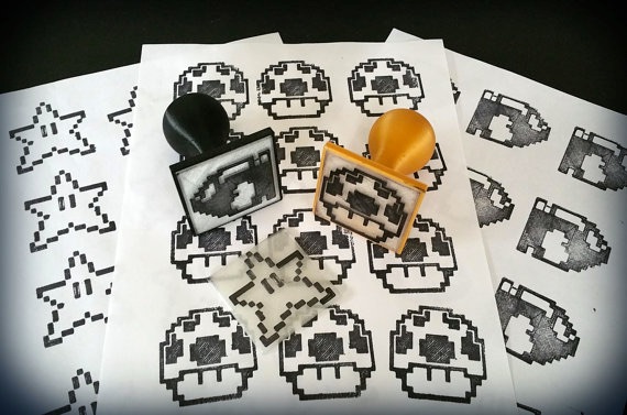 Geeky 8bit character Rubber Stamps